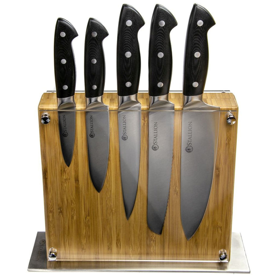 Stallion Professional Messerset mit Messerblock - Klinge: 1.4116 Messerstahl, Griff: G10 GFK