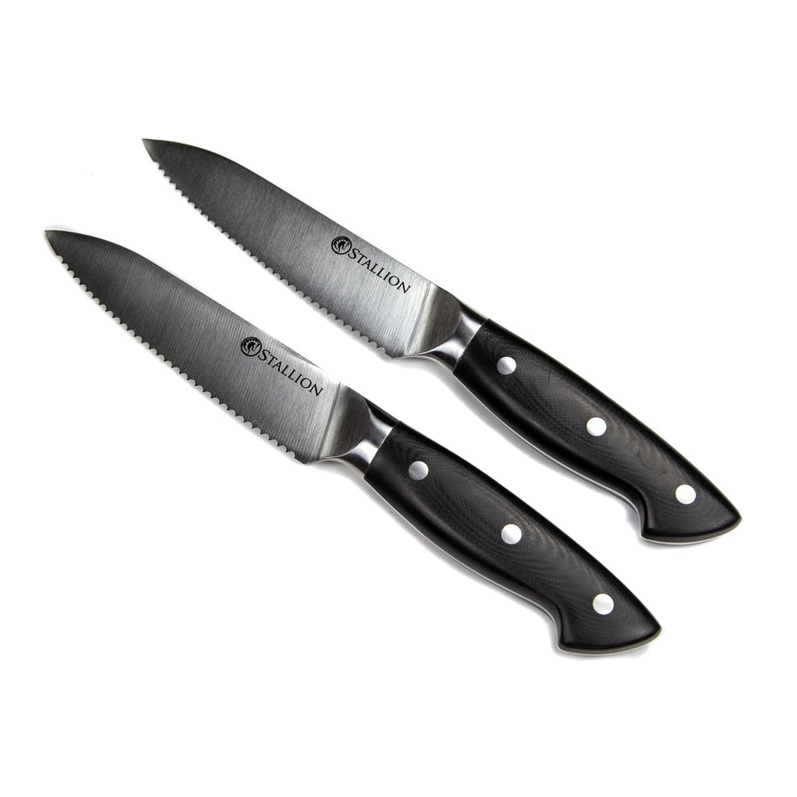 Stallion Professional Messer Zwei Steakmesser 12,5 cm - Klinge: 1.4116 Messerstahl, Griff: G10 GFK