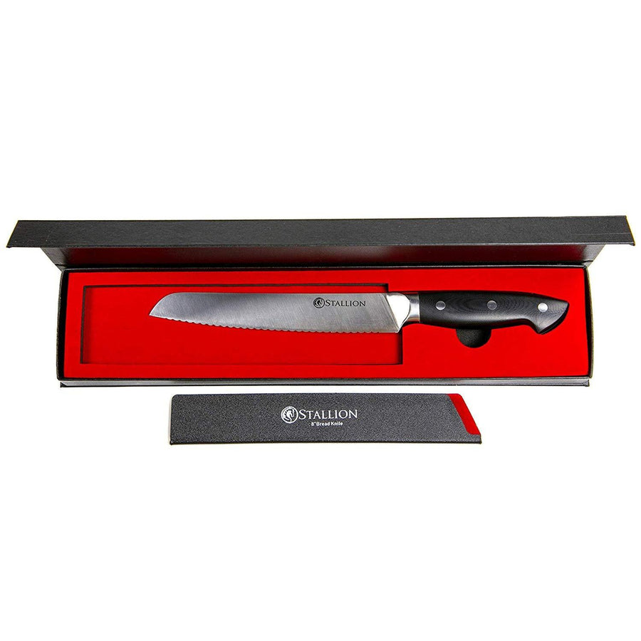 Stallion Professional Messer Brotmesser 20 cm- Klinge: 1.4116 Messerstahl, Griff: G10 GFK