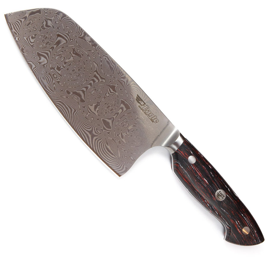 Eagle Pro U-Grip - ChaiDao-Messer 18 cm Klingenlänge - Voll-Damaststahl 108 Lagen / Heftschalen: G10 schwarz-rot-weiß