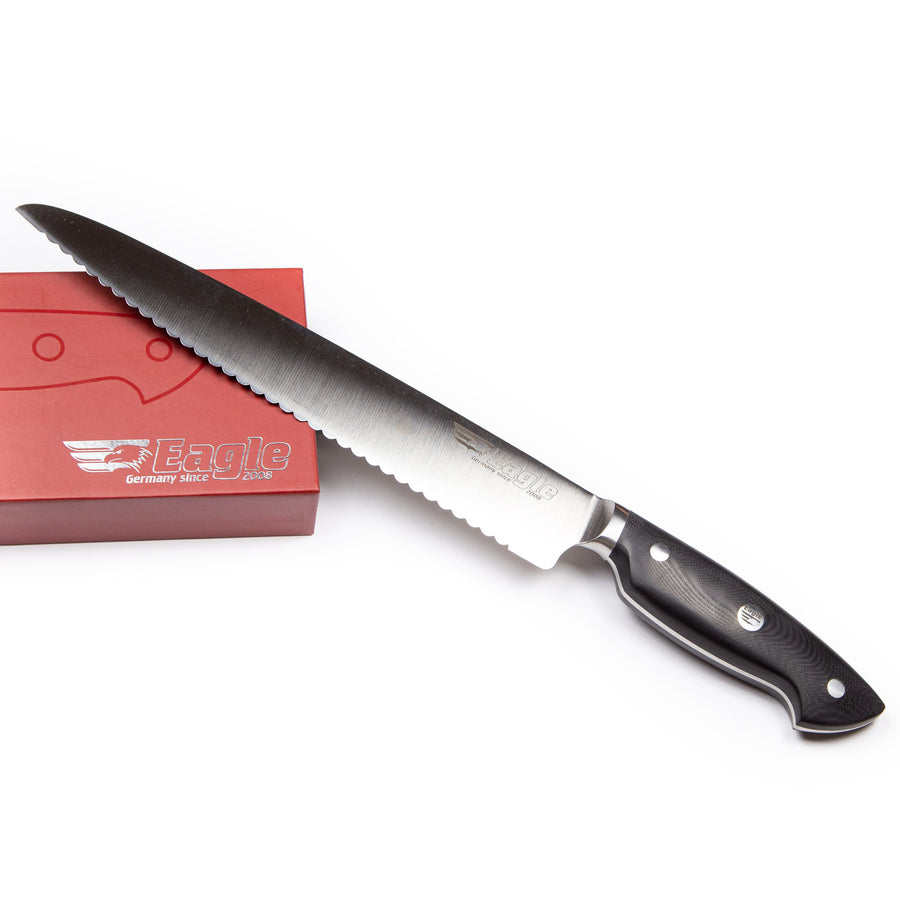 Eagle Pro U-Grip - Brotmesser 23 cm Klingenlänge - Deutscher Messerstahl 1.4116 / Heftschalen: G10 schwarz