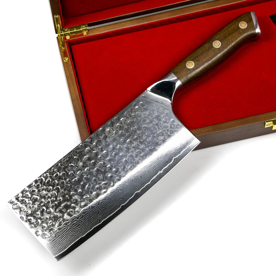Stallion Damastmesser Ironwood Chinesisches Kochmesser 17,5 cm